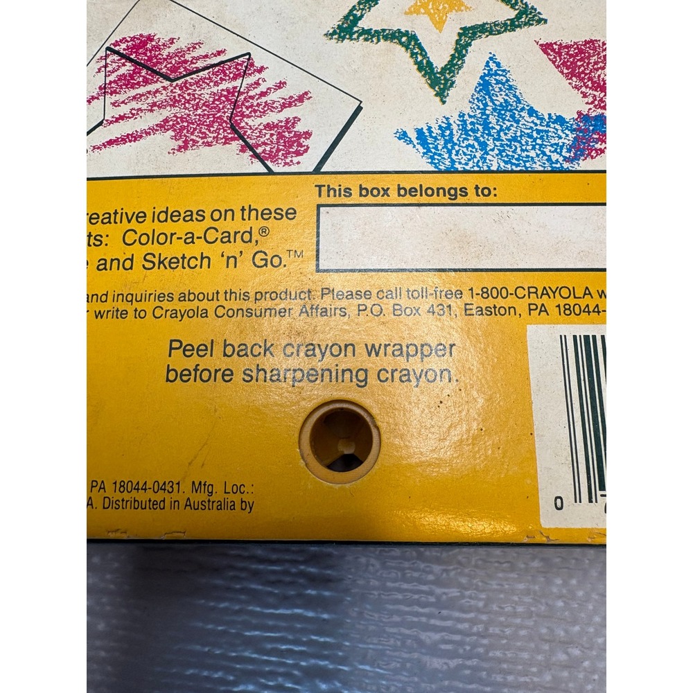 Vintage 1990 Crayola 64 Crayons Box with Built-In Sharpener Retro Art Supplies - Picture 7 of 7